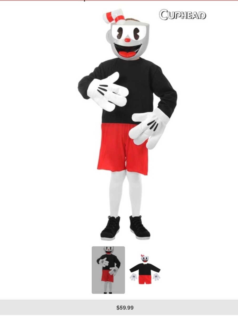 Cuphead kids costume